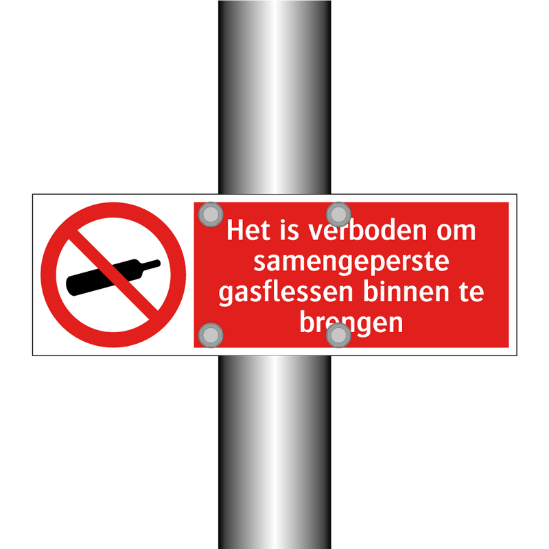 Het is verboden om samengeperste gasflessen binnen te brengen