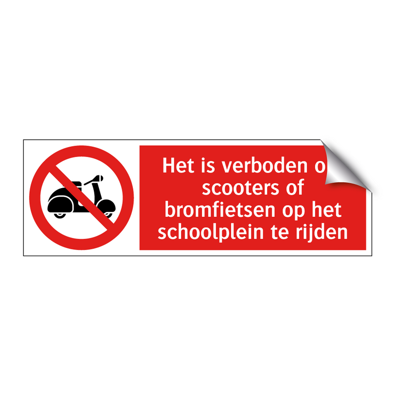 Het is verboden om scooters of bromfietsen op het schoolplein te rijden