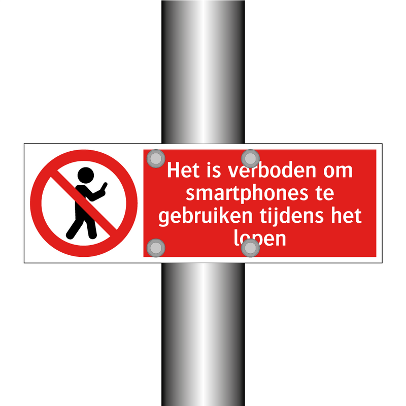 Het is verboden om smartphones te gebruiken tijdens het lopen