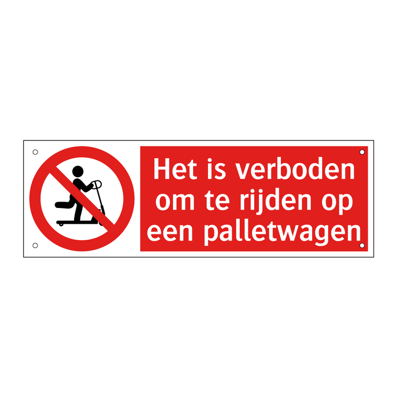 Het is verboden om te rijden op een palletwagen