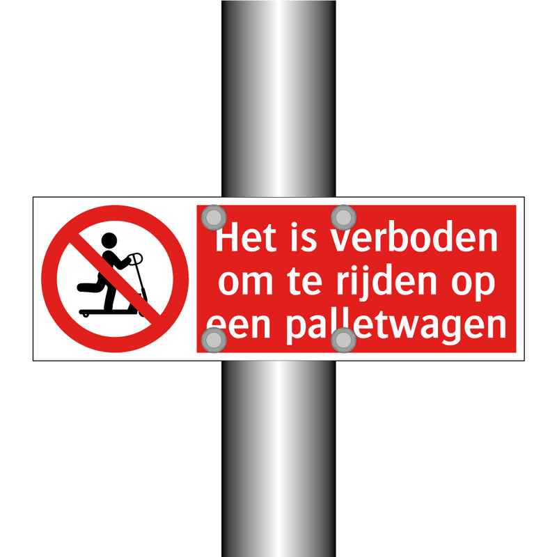 Het is verboden om te rijden op een palletwagen