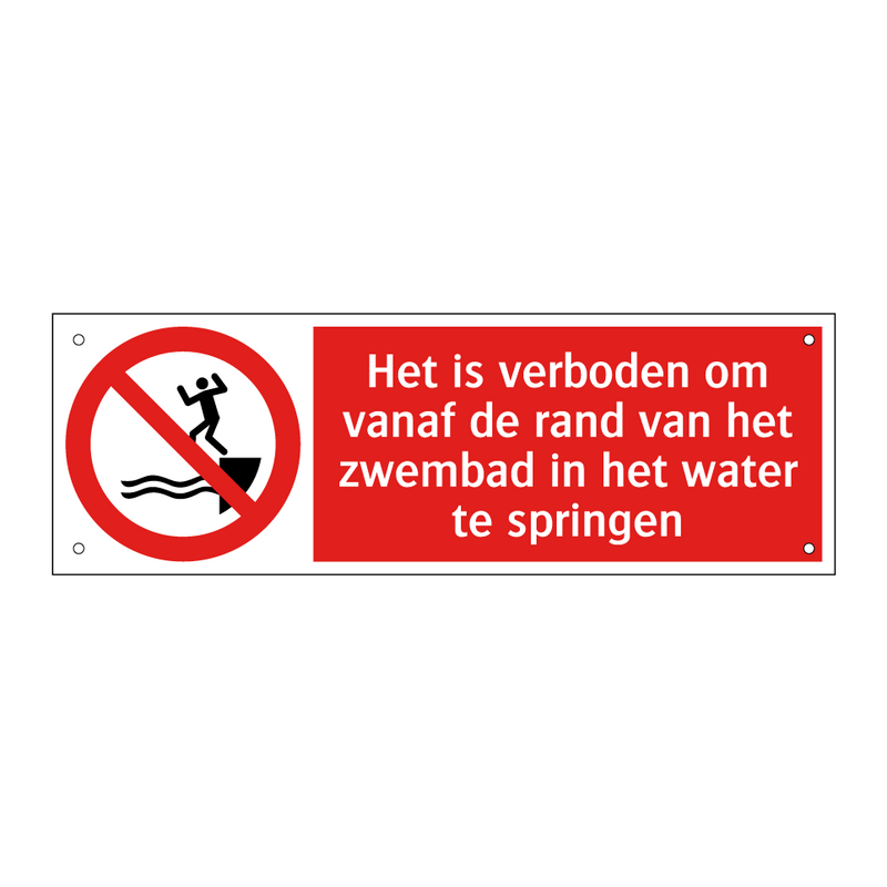 Het is verboden om vanaf de rand van het zwembad in het water te springen