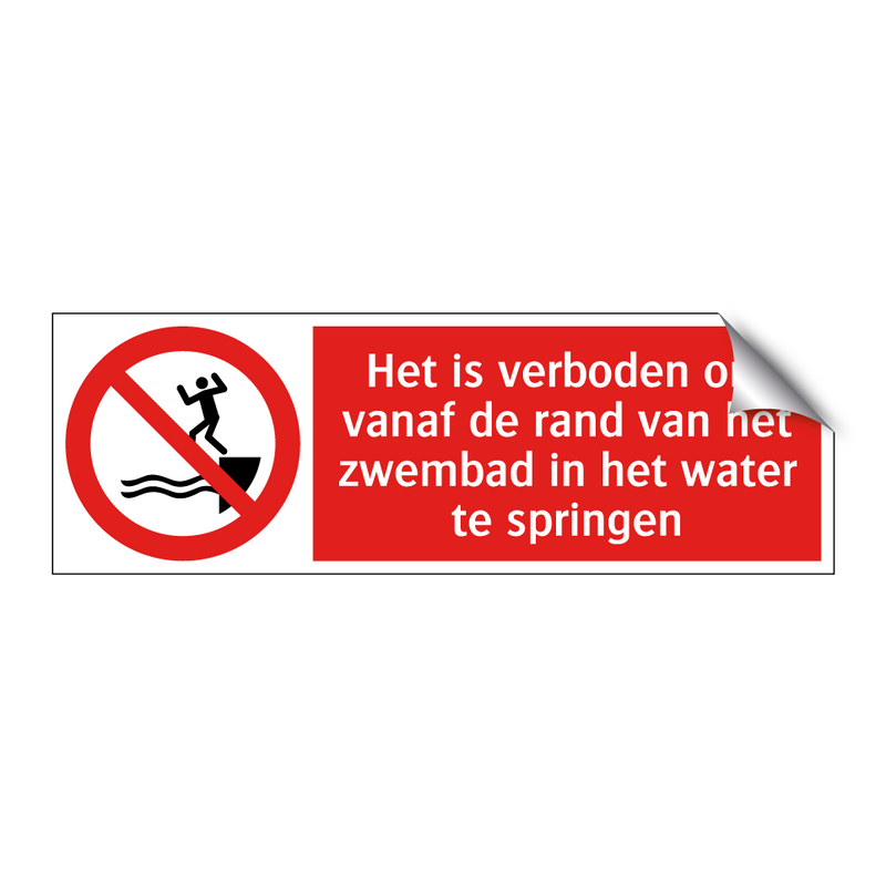 Het is verboden om vanaf de rand van het zwembad in het water te springen