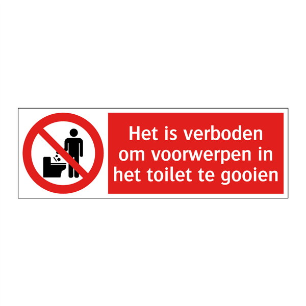 Het is verboden om voorwerpen in het toilet te gooien