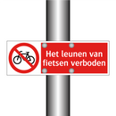 Het leunen van fietsen verboden