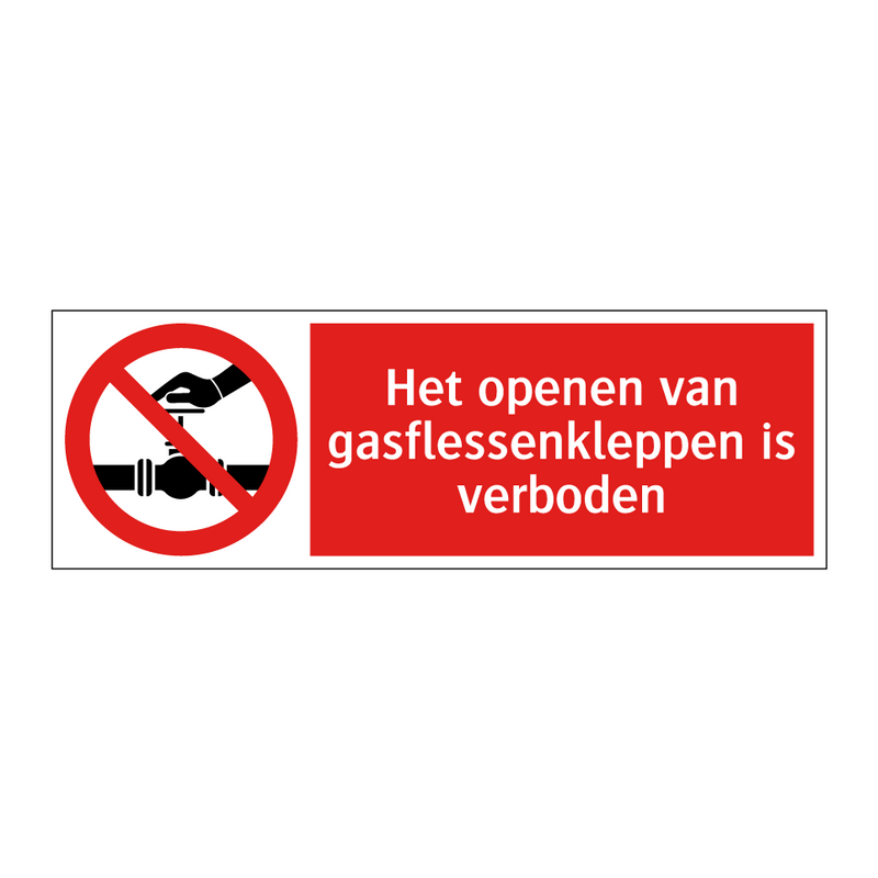 Het openen van gasflessenkleppen is verboden