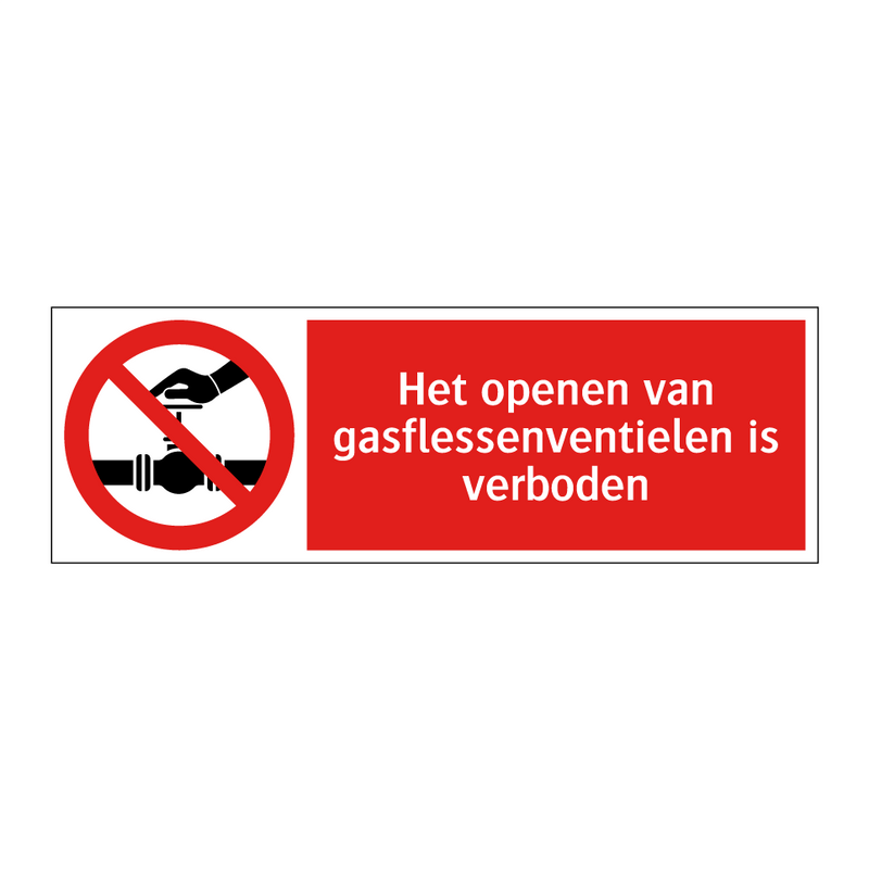 Het openen van gasflessenventielen is verboden