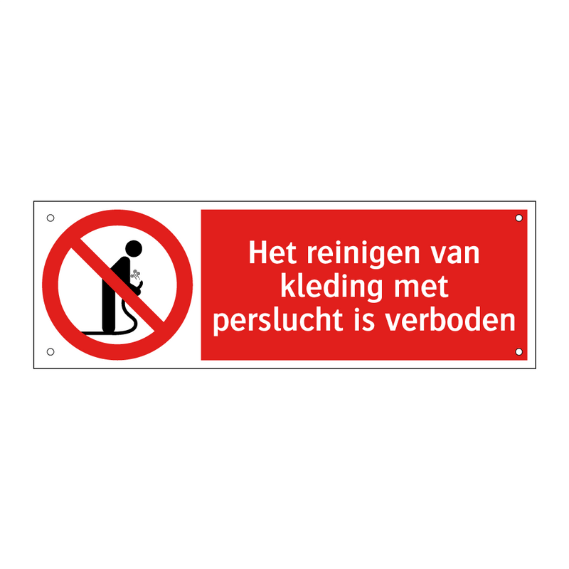 Het reinigen van kleding met perslucht is verboden