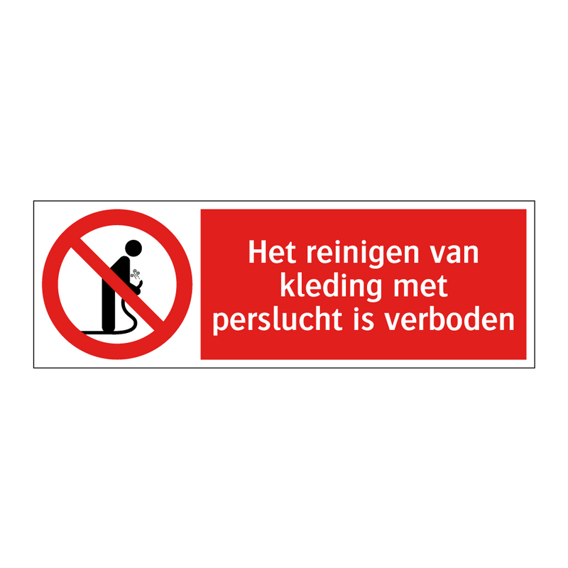Het reinigen van kleding met perslucht is verboden