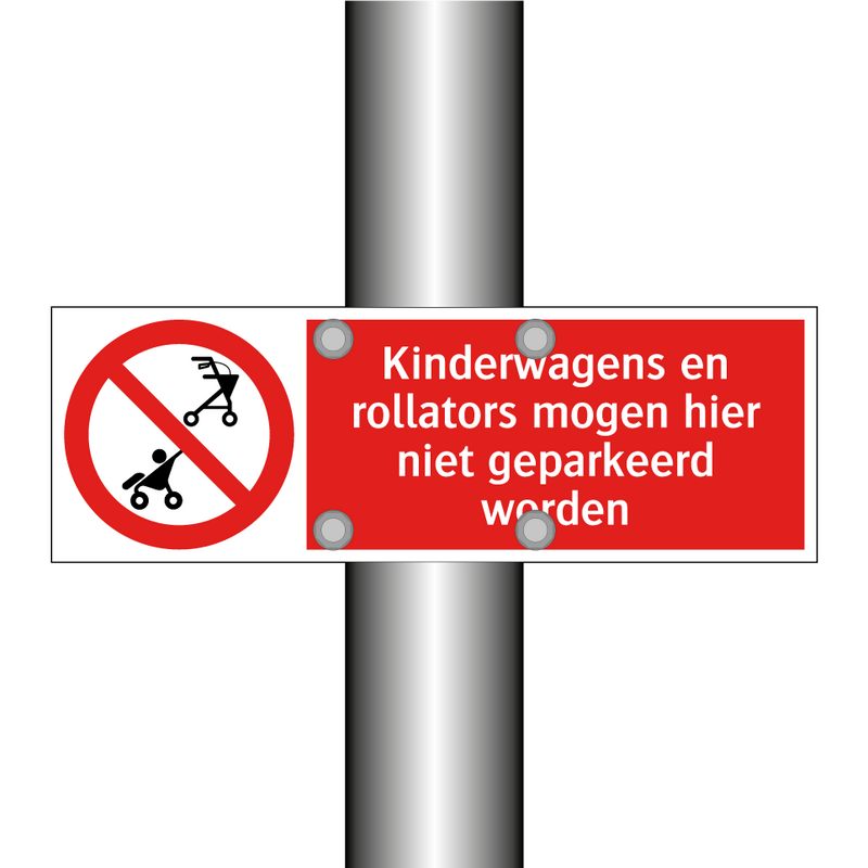 Kinderwagens en rollators mogen hier niet geparkeerd worden
