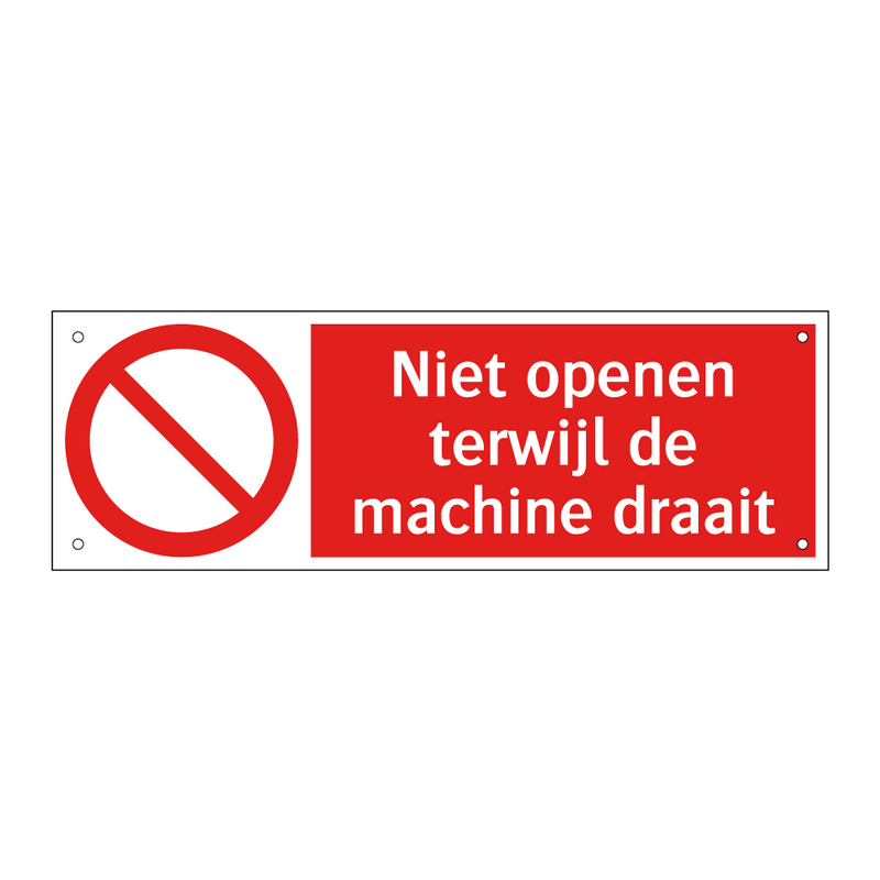 Niet openen terwijl de machine draait