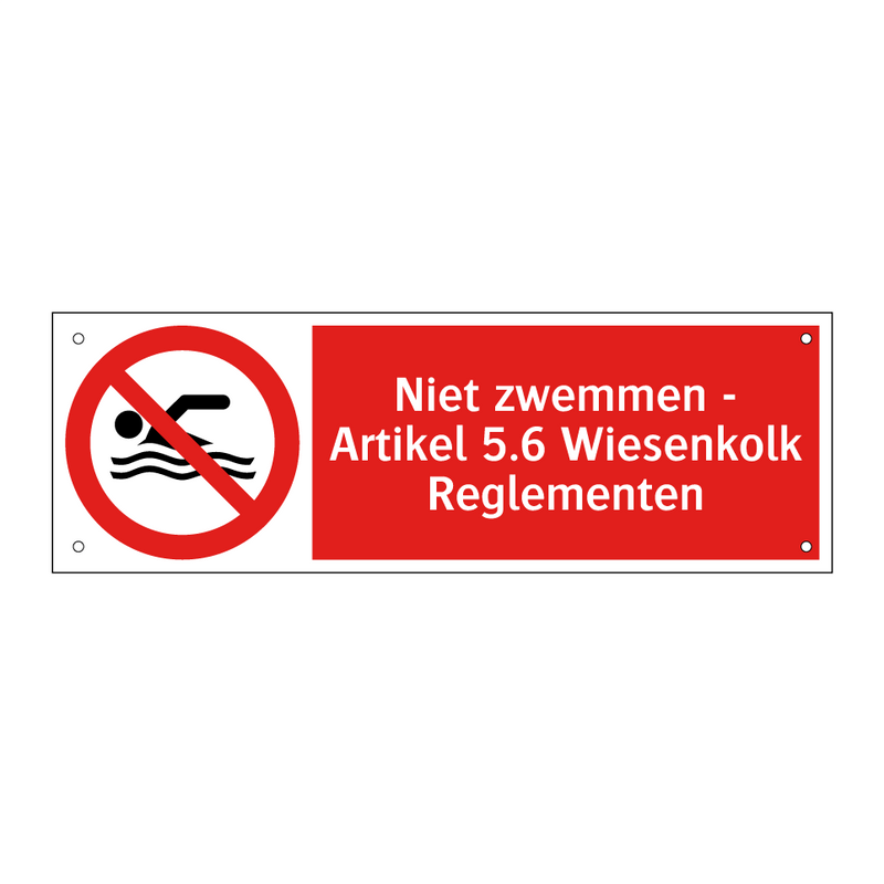Niet zwemmen - Artikel 5.6 Wiesenkolk Reglementen