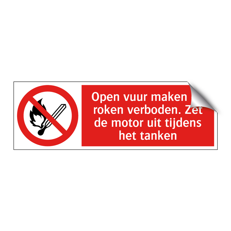 Open vuur maken en roken verboden. Zet de motor uit tijdens het tanken