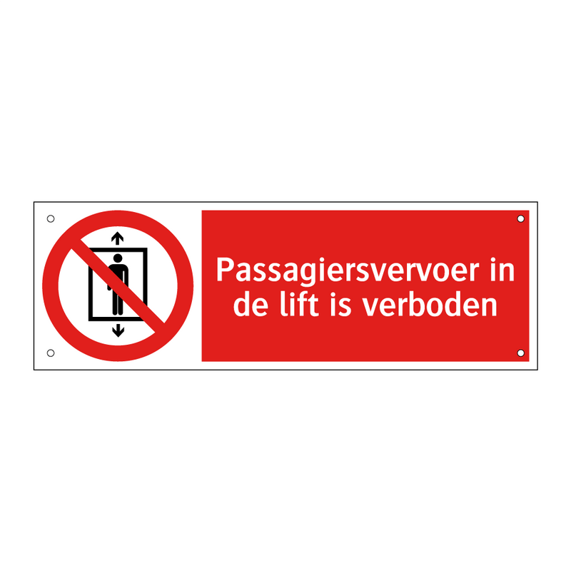 Passagiersvervoer in de lift is verboden
