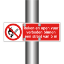 Roken en open vuur verboden binnen een straal van 5 m