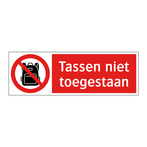 Tassen niet toegestaan