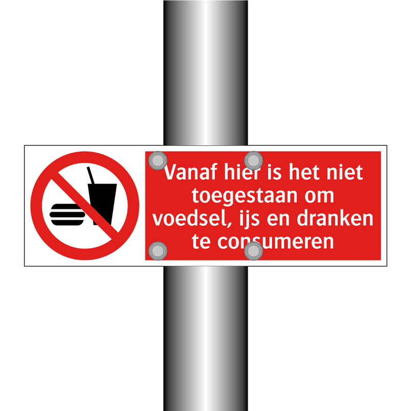 Vanaf hier is het niet toegestaan om voedsel, ijs en dranken te consumeren