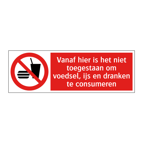 Vanaf hier is het niet toegestaan om voedsel, ijs en dranken te consumeren