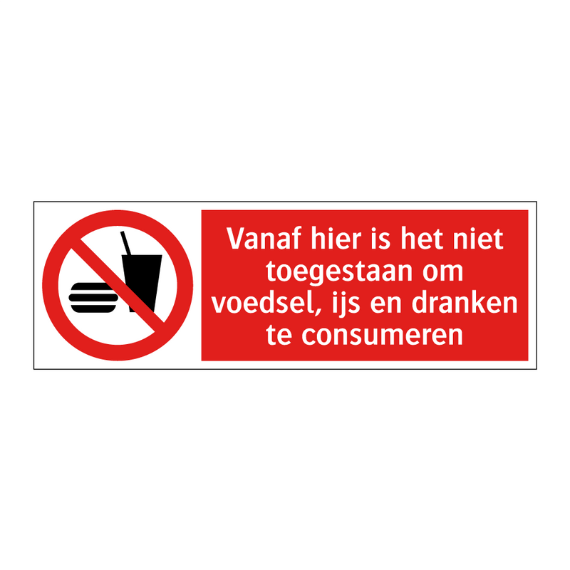 Vanaf hier is het niet toegestaan om voedsel, ijs en dranken te consumeren
