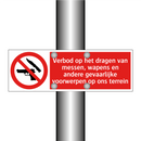 Verbod op het dragen van messen, wapens en andere gevaarlijke voorwerpen op ons terrein