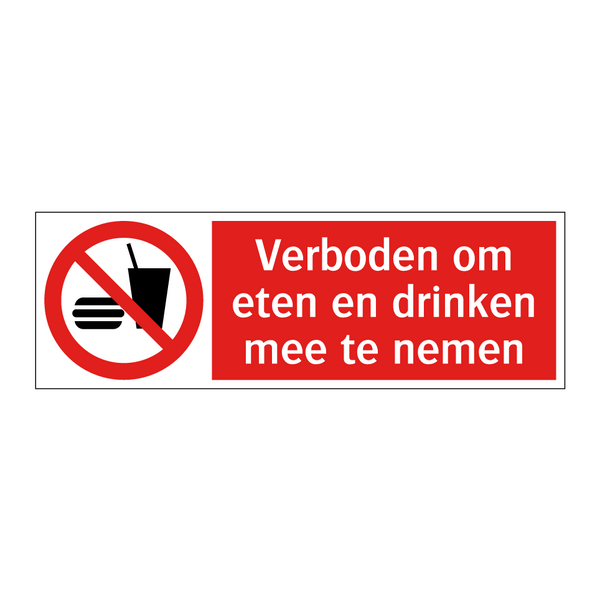 Verboden om eten en drinken mee te nemen