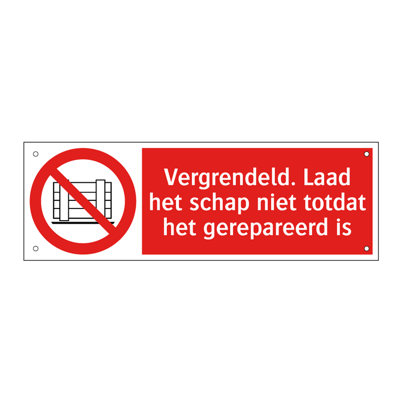 Vergrendeld. Laad het schap niet totdat het gerepareerd is
