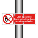 Geen open vuur; Open ontstekingsbron en roken verboden