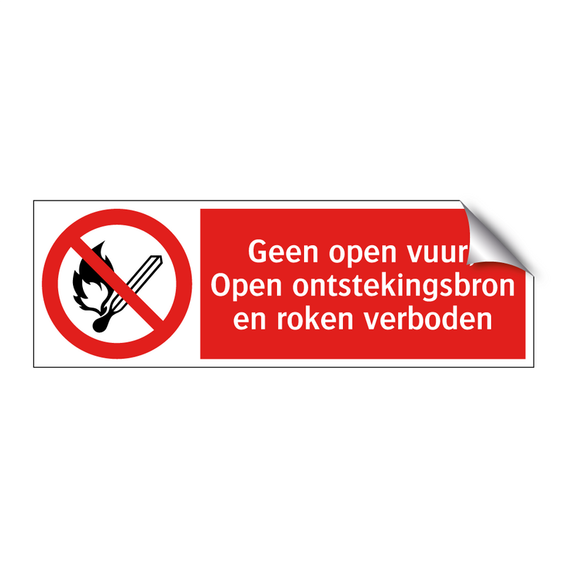 Geen open vuur; Open ontstekingsbron en roken verboden