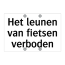 Het leunen van fietsen verboden