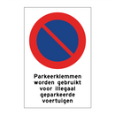 Parkeerklemmen worden gebruikt voor illegaal geparkeerde voertuigen