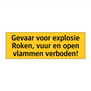 Gevaar voor explosie Roken, vuur en open vlammen /.../