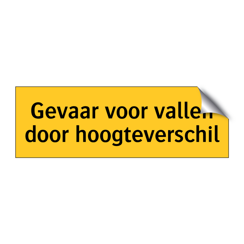 Gevaar voor vallen door hoogteverschil