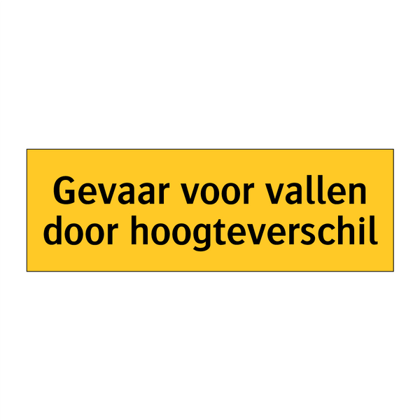 Gevaar voor vallen door hoogteverschil