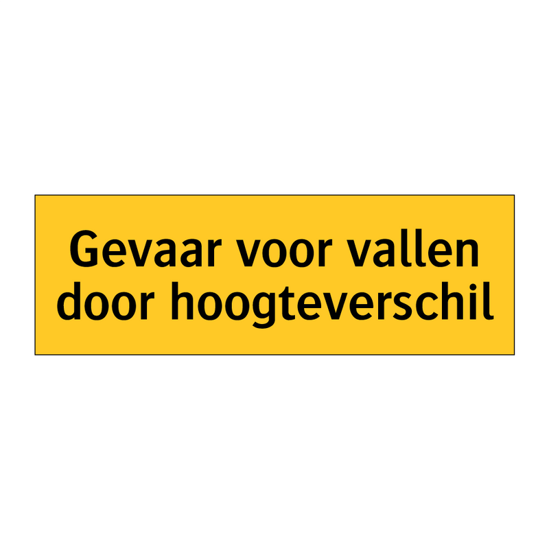 Gevaar voor vallen door hoogteverschil