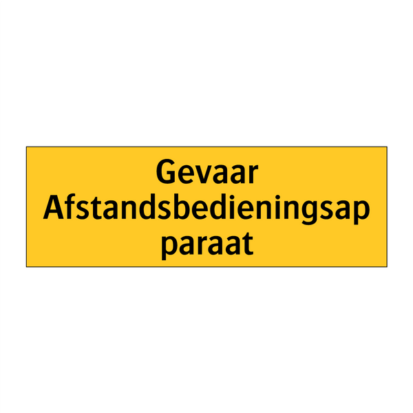 Gevaar Afstandsbedieningsapparaat