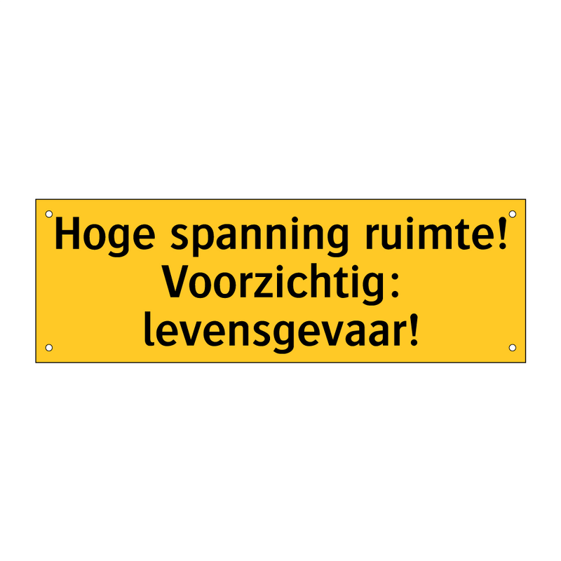 Hoge spanning ruimte! Voorzichtig: levensgevaar!