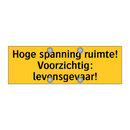 Hoge spanning ruimte! Voorzichtig: levensgevaar!