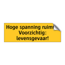 Hoge spanning ruimte! Voorzichtig: levensgevaar!