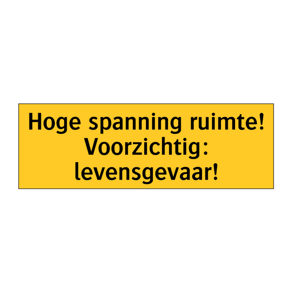 Hoge spanning ruimte! Voorzichtig: levensgevaar!