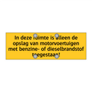 In deze ruimte is alleen de opslag van motorvoertuigen /.../