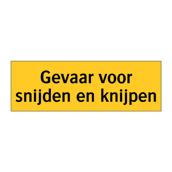 Gevaar voor snijden en knijpen
