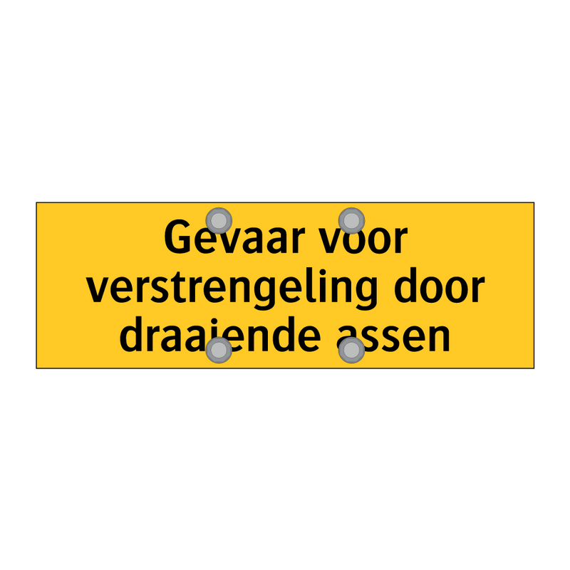 Gevaar voor verstrengeling door draaiende assen