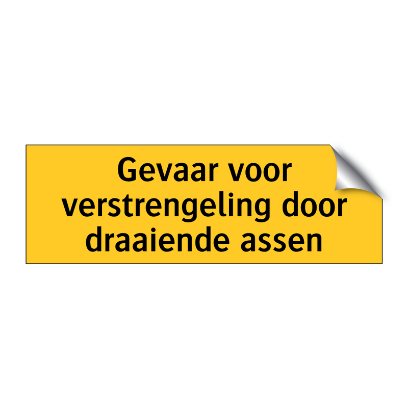Gevaar voor verstrengeling door draaiende assen