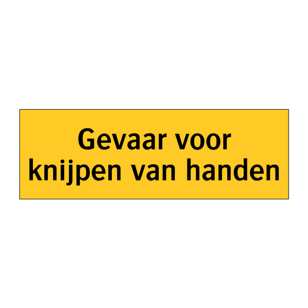 Gevaar voor knijpen van handen