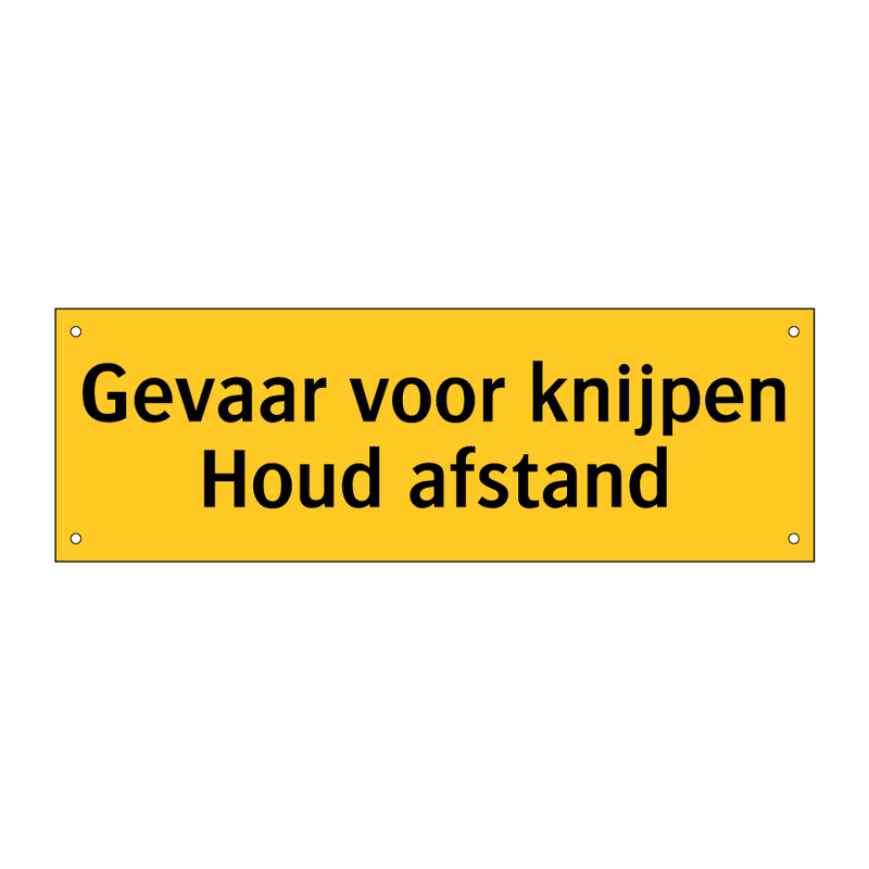 Gevaar voor knijpen Houd afstand