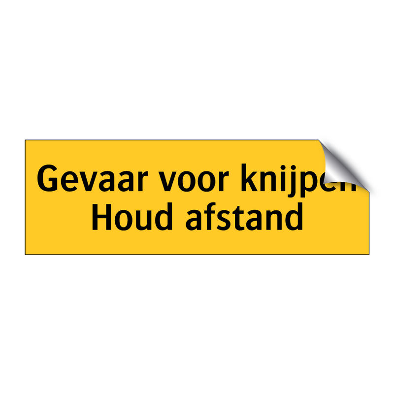 Gevaar voor knijpen Houd afstand