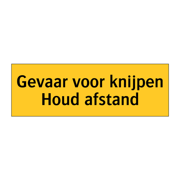 Gevaar voor knijpen Houd afstand