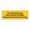 Het geluidsniveau overschrijdt 80 dB(A). Gebruik /.../