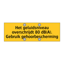 Het geluidsniveau overschrijdt 80 dB(A). Gebruik /.../