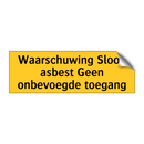 Waarschuwing Sloop asbest Geen onbevoegde toegang